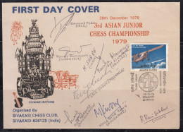 Autograph Spl Cover 1979 3rd Asian Junior Chess Game (Iran, Indonesia, Singapore, India, Bangladesh, Malaysia Srilanka) - Ajedrez