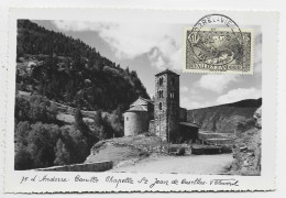 ANDORRE 40C AU RECTO CARTE NON VOYAGEE CANILLO CHAPELLE OBL ANDORRE 1939 - Briefe U. Dokumente