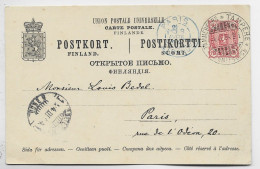FINLAND 10 PEN POSTKORT CARTE POSTALE UPU TAMMERFORS TAMPERE 4.IV.1894 TO PARIS - Cartas & Documentos