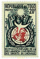 33081 MNH TOGO 1958 10 ANIVERSARIO DE LA DECLARACION UNIVERSAL DE LOS DERECHOS HUMANOS - Ungebraucht