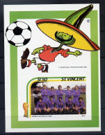 St Vincent Bloc Non Dentelé Imperf Football CM 86 ** - 1986 – Mexico