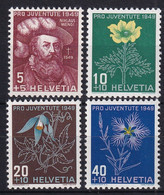 MiNr. 541 - 544 Schweiz 1949 1. Dez. „Pro Juventute“ Alpenblumen (VII) - Postfrisch/**/MNH - Unused Stamps