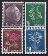 MiNr. 514 - 517 Schweiz  1948, 1. Dez. „Pro Juventute“ Alpenblumen (VI) - Postfrisch/**/MNH - Neufs