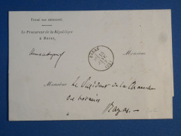 DK 17  FRANCE   BELLE  LETTRE PROCUREUR REPUBLIQUE 1872   A  BAZAS  + +AFF. INTERESSANT+++ + - 1849-1876: Periodo Clásico