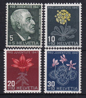 MiNr. 488 - 491 Schweiz 1947, 1. Dez. „Pro Juventute“ Alpenblumen (V) - Postfrisch/**/MNH - Ungebraucht