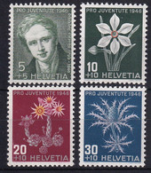 MiNr. 475 - 478 Schweiz 1946, 30. Nov. „Pro Juventute“ Alpenblumen (IV) - Postfrisch/**/MNH - Neufs