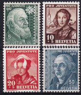 MiNr. 412 - 415 Schweiz1942, 1. Dez. „Pro Juventute“: Nikolaus Riggenbach Frauentrachten (IX)- Postfrisch/**/MNH - Unused Stamps