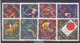 Jeux Olympiques - Tokyo 64 - Mongolie - Yvert 313 / 20 ** - Javelot - Lutte - Hippisme - Cyclisme - Valeur 4,75 Euros - Estate 1964: Tokio