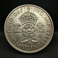2 SHILLINGS  ARGENT 1943 GEORGE VI ROYAUME UNI / UNITED KINGDOM SILVER - J. 1 Florin / 2 Shillings