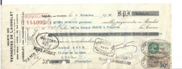 TRAITE 1930 / 35 LAIGNELET FOUGERES / 75009 PARIS / Verreries De LAIGNELET / Timbres Fiscaux - Bills Of Exchange