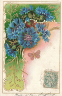 Papillon & Fleurs * CPA Gauffrée Embossed Illustrateur 1906 * Dorures * Flowers Butterfly Papillons - Schmetterlinge