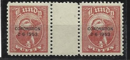 Puffin, Gutter Pair, Over Printed 'Coronation 1953' - Neufs