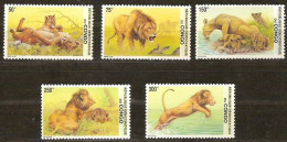 CONGO République Lion, Lions, Félin, Félins, Lowe, Yvert N° 2094/98 Neuf Sans Charnière ** MNH - Raubkatzen