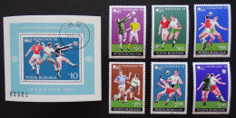 Rumänien Mi 3203-3208 + Block 114 , Sc 2494-2500 , Fußball , Gestempelt - Used Stamps
