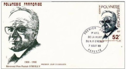 FDC - POLYNESIE - 1er. ANNIVERSAIRE DE LA MORT DU R.P.O'REILLY - 1989 - YT. 337 - FDC