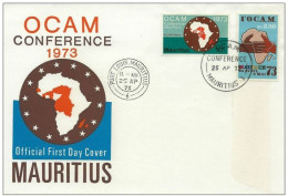 TIMBRE MAURITIUS/ILE MAURICE ENVELOPPE 1ER JOUR FIRST DAY COVER 1973 OCAM - Mauricio (1968-...)