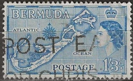 BERMUDA 1953 Map Of Bermuda - 1s.3d. - Blue AVU - Bermudes