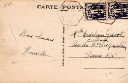 AFFRANCHISSEMENT COMPOSE SUR CARTENDE PERROS GUIREC 1945 - Tarifas Postales