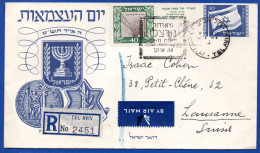 2583. 7-2.ISRAEL.1949 PETAH TIKVA ON 30p FLAG STATIONERY TO SWITZERLAND. - Briefe U. Dokumente