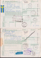 Mariastad, Lidingö  Bulletin AFS, D` Expedition, 2 Cards To Germany, Colis Fragile"  Rostock, Verzollungs-PA - Cartas & Documentos