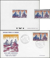 Cameroun 1966 Y&T PA 84. Feuillet De Luxe, Non Dentelé Et FDC. Forces Armées, Gendarmerie. Moto, Véhicule D'intervention - Polizia – Gendarmeria