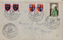 LETTRE JOURNEE DU TIMBRE 1954 PARIS - Posttarife