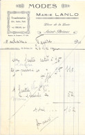 Facture 14x21 - Modes, Transformations, Deuil (Marie Lanlo) Saint-Brieuc (Côtes Du Nord) 1937 - Textilos & Vestidos