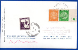 2589. PALESTINE.ISRAEL,JUDAICA,INTERIM PERIOD,JERUSALEM P/C NICE MIXED FRANKING - Covers & Documents