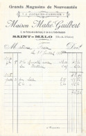 Facture 14x21 - Grands Magasins De Nouveauté Jacques-Cartier, Maison Mahé-Guilbert - Saint-Malo (Ile-et-Vilaine) 1918 - Vestiario & Tessile