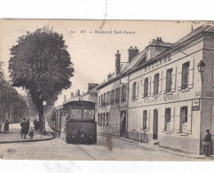 AY EN CHAMPAGNE  -  MARNE  -   (51)  -  CPA  ANIMEE  DE 1919  -  LE BOULEVARD SADI - CARNOT.. - Ay En Champagne