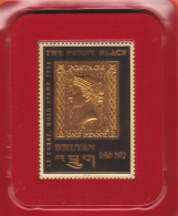 28636 / ⭐ BHUTAN 140 Nu 1996-THE PENNY BLACK- 22 Karat Gold Stamp BOUTHAN Timbre Carat Or MNH ** Sous Blister NON OUVERT - Bhoutan