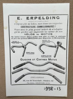 E. ERPELDING, Paris - Accessoires Cycles - 15x10 Cm (REPRO PHOTO! Zie Beschrijving, Voir Description, See Description)! - Radsport