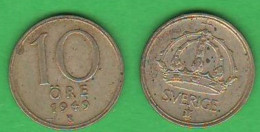 Svezia 10 Ore 1949 Sverige Sùede Suecia Sweden Silver Coin - Suède