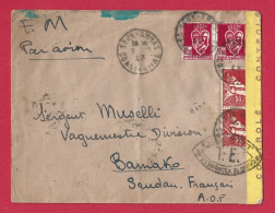 !!! ALGÉRIE, LETTRE FM PAR AVION E SOUK-ARRAS, CONSTANTINE POUR BAMAKO, SOUDAN DE 1943 AVEC CENSURE DE BÔNE - Airmail