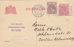 Briefkaart 16 Mrt 1921 Rotterdam (flier Machine) Naar Berlijn - Poststempels/ Marcofilie