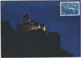 Liechtenstein 1962: Bild-PK CPI "Schloss Vaduz Bei Nacht" Zu 330 Mi 384 Auf Maximumkarte Sur CM On MC ⊙ VADUZ 23.VI.62 - Maximumkaarten