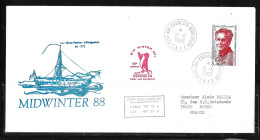 37 - Y&T PO134 Robert GESSAIN Sur Pli Du 21.6.1988 PORT AUX FRANCAIS KERGUELEN - 2 Cachets Illustrés MIDWINTER 88. - Midwinter