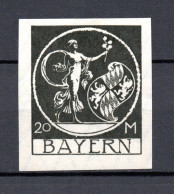 Bayern 1920 Freimarken 195 U Bavaria 20 Mark UNGEZAHNT Ungebraucht/MLH - Ungebraucht