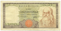 50000 LIRE BANCA D'ITALIA LEONARDO DA VINCI MEDUSA 03/07/1967 BB - Altri & Non Classificati