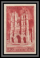 France N°665 Cathédrales Amiens (église Church) Non Dentelé ** MNH (Imperf) - Iglesias Y Catedrales