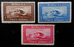 Rumänien Mi 336-338 X ** , Sc C1-C3 MH , Flugpostmarken , Wz 4 Stehend - Neufs