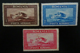 Rumänien Mi 336-338 Y ** , Sc C4-C6 MNH , Flugpostmarken , Wz 4 Liegend, Qualitätsgrad II - Neufs