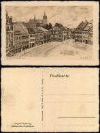 Ansichtskarte Mittweida Marktplatz Handpressen Kupferdruck Radierung 1928 - Mittweida