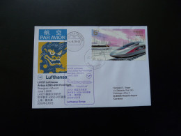 Lettre Premier Vol First Flight Cover Shanghai China To Munchen Airbus A380 Lufthansa 2018 - Cartas & Documentos