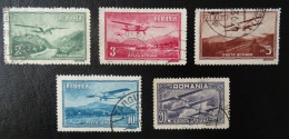 Rumänien Mi 419-423 , Sc C14-C21 , Flugzeuge , Gestempelt - Used Stamps