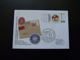 Lettre Cover 100 Jahre Luftpost Berlin Weimar Lufthansa 2019 (briefmarke Individuell Aeroberlin) - Persoonlijke Postzegels