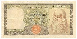 50000 LIRE BANCA D'ITALIA LEONARDO DA VINCI MEDUSA 16/05/1972 BB+ - Andere & Zonder Classificatie