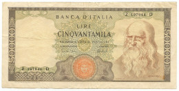 50000 LIRE BANCA D'ITALIA LEONARDO DA VINCI MEDUSA 16/05/1972 BB - Andere & Zonder Classificatie
