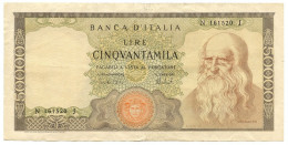 50000 LIRE BANCA D'ITALIA LEONARDO DA VINCI MEDUSA 16/05/1972 BB/BB+ - Sonstige & Ohne Zuordnung