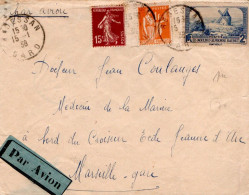 AFFRANCHISSEMENT COMPOSE SUR LETTRE AVION DE REDESSAN POUR MARSEILLE 1938 - Tarifas Postales